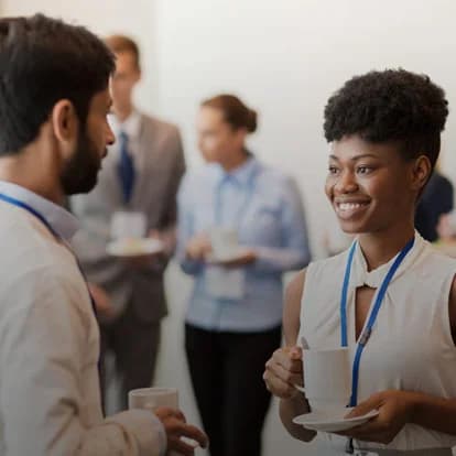 Healthcare professionals connecting at a conference